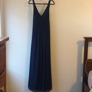 Chiffon/midnight blue/ cross back/floor length